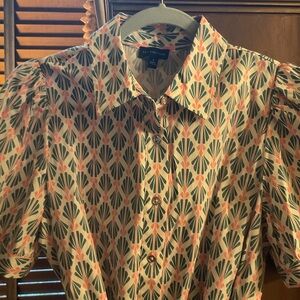 Wonderful “everywhere” dress, size L. - Green and Pink Pattern.  Mint, not worn.